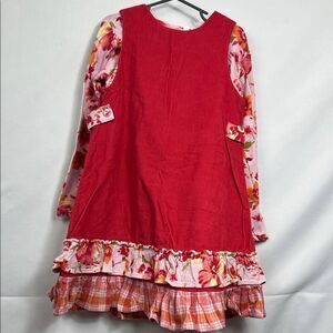 Baby Lulu coral pink cotton corduroy jumper with matching shirt size 6X